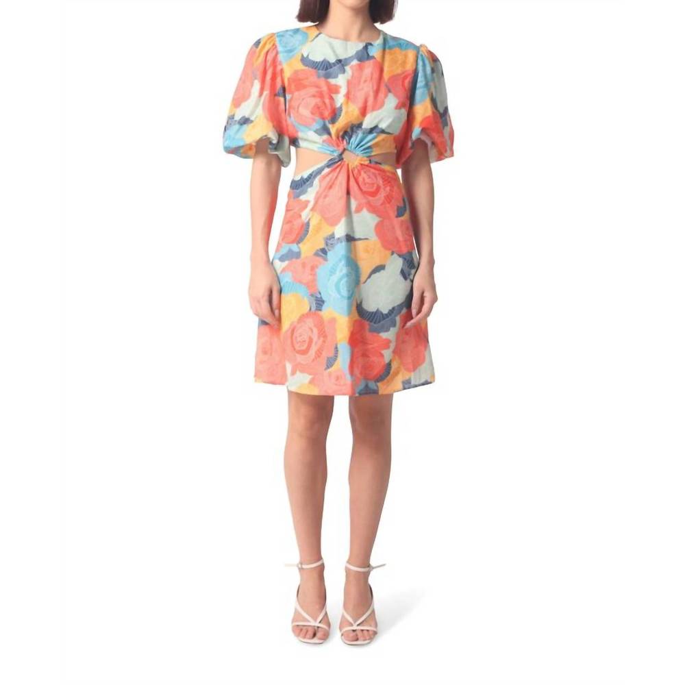 NEW BEULAHSTYLE summer cut out flowery dress in multi